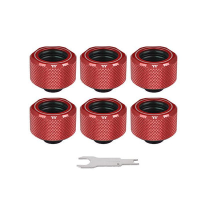 Pacific C-PRO G1/4 PETG Tube 16mm OD Compression – Red (6-Pack Fittings)