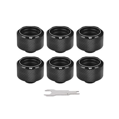 Pacific C-PRO G1/4 PETG Tube 16mm OD Compression – Black (6-Pack Fittings)