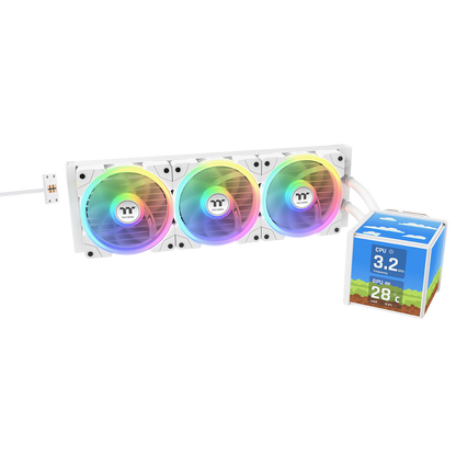 Thermaltake MINECUBE 360 Ultra ARGB with 3.95" Quad-LCD Cube Display AIO Liquid CPU Cooler Snow Edition