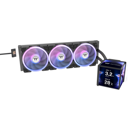 Thermaltake MINECUBE 360 Ultra ARGB with 3.95" Quad-LCD Cube Display AIO Liquid CPU Cooler Black Edition