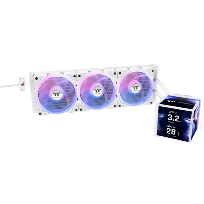 Thermaltake MINECUBE 360 Ultra ARGB with 3.95" Quad-LCD Cube Display AIO Liquid CPU Cooler Snow Edition