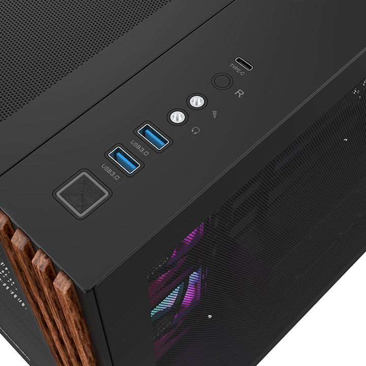 View 380 WS ARGB Mid Tower Case Black Wood Edition