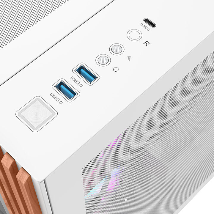 View 380 WS ARGB Mid Tower Case Snow Wood Edition