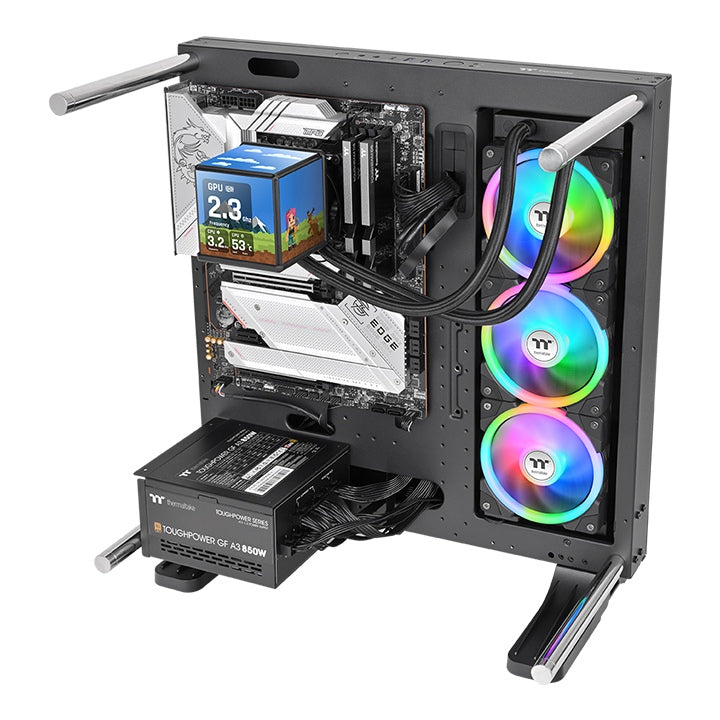 Thermaltake MINECUBE 360 Ultra ARGB with 3.95" Quad-LCD Cube Display AIO Liquid CPU Cooler Black Edition