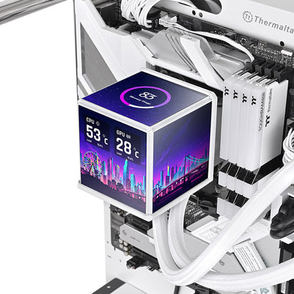 Thermaltake MINECUBE 360 Ultra ARGB with 3.95" Quad-LCD Cube Display AIO Liquid CPU Cooler Snow Edition