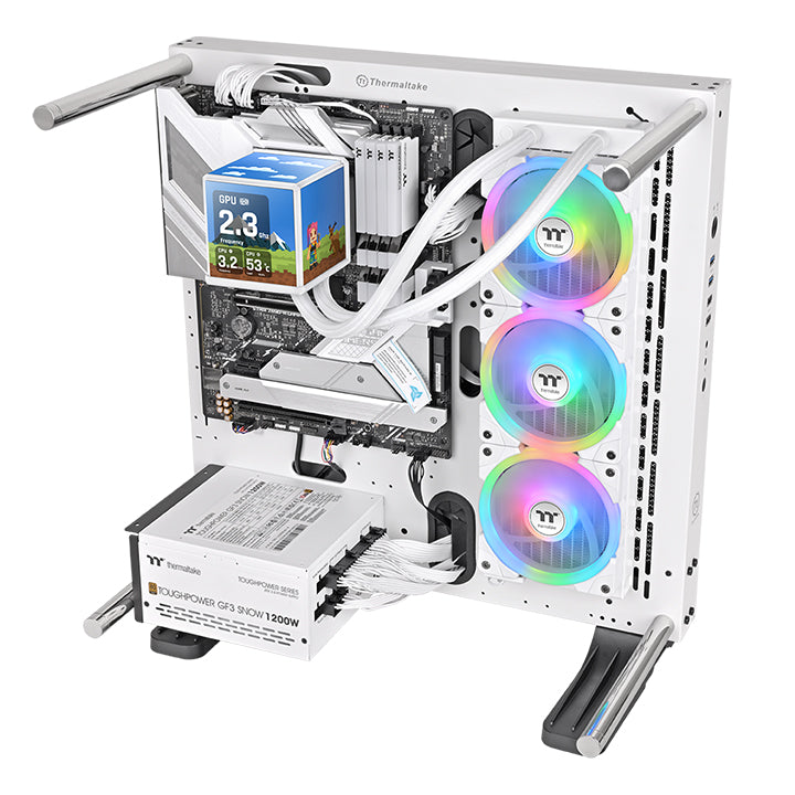 Thermaltake MINECUBE 360 Ultra ARGB with 3.95" Quad-LCD Cube Display AIO Liquid CPU Cooler Snow Edition