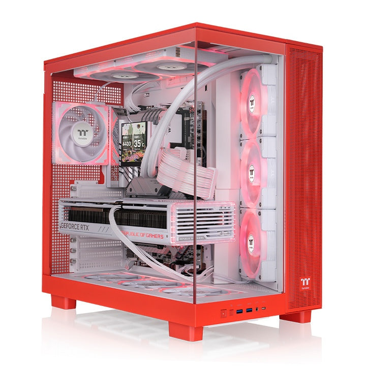 View 380 XL Tempered Glass ARGB Mid Tower Case Flaming Orange Edition