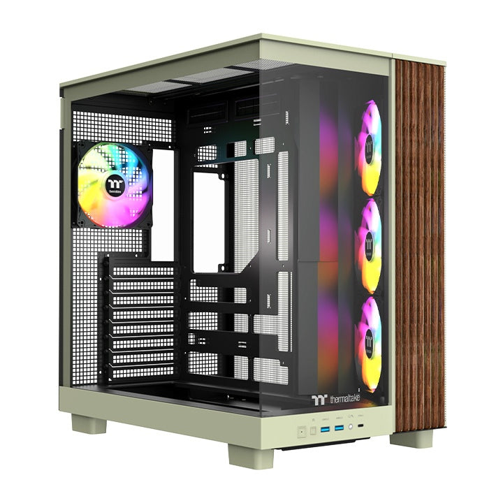 View 380 XL WS ARGB Matcha Green Mid Tower Chassis Wood Edition