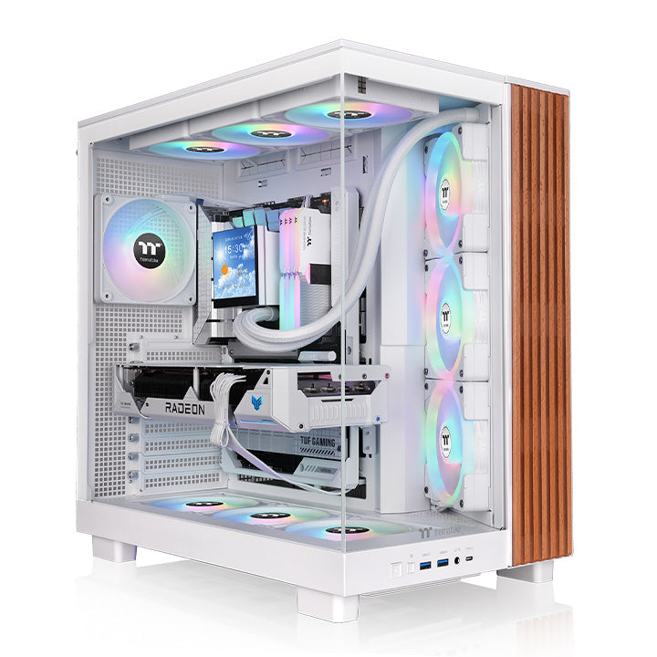 View 380 XL WS ARGB Snow Mid Tower Chassis Wood Edition